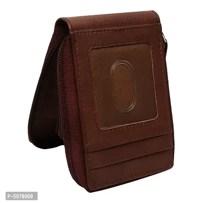 Genuine Leather Card Holder  Money Case Credit Debit Atm Card Slot Note Slot RFID Protection Card Holder Zip Closure Brown Leather Card Case For Men  Women