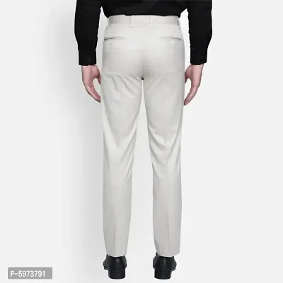 Fabulous Stylish Beige Lycra Blend Solid Formal Trousers For Men-thumb3