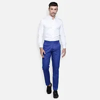 Fabulous Stylish Royal Blue Lycra Blend Solid Formal Trousers For Men-thumb1
