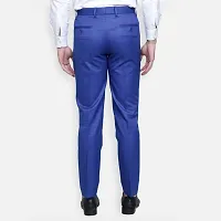 Fabulous Stylish Royal Blue Lycra Blend Solid Formal Trousers For Men-thumb2