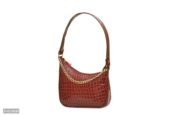 Alluring Brown PU Leather Sling Bag For Women And Girls