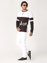 Stylish Cotton White Round Neck Full Sleeve Printed T-shirt For Men-thumb2