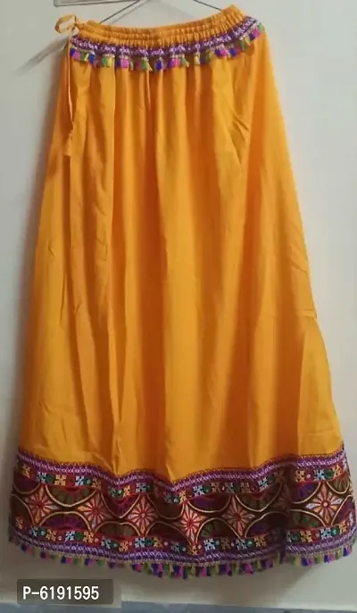 Stylish Cotton Orange Embroidered Dandiya Raas Lehenga Skirt For Women