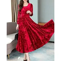 Stylish Red Velvet Dresses For Women-thumb1