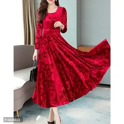 Stylish Red Velvet Dresses For Women-thumb2