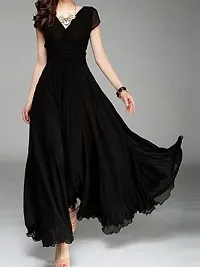 Black Georgette A Line Dresses For Women-thumb1