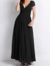 Black Georgette A Line Dresses For Women-thumb2