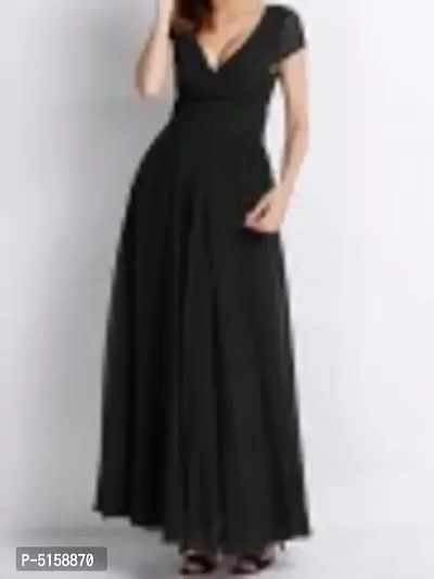 Black Georgette A Line Dresses For Women-thumb3