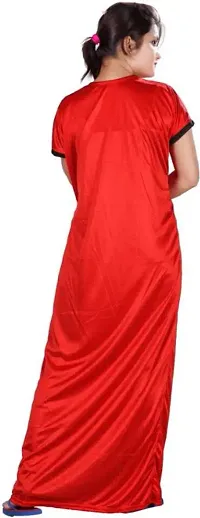 Comfy 2-IN-1 Satin Night Dress With Gown-thumb1