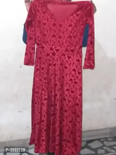 Stylish Maroon Velvet Dresses For Women-thumb2