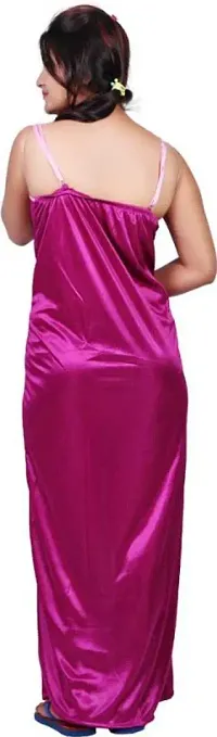 Stylish Pink Satin Night Dress Set For Women-thumb2