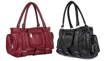 Stylish  PU Artificial Leather Solid Handbags For Women (2 Pieces)-thumb2