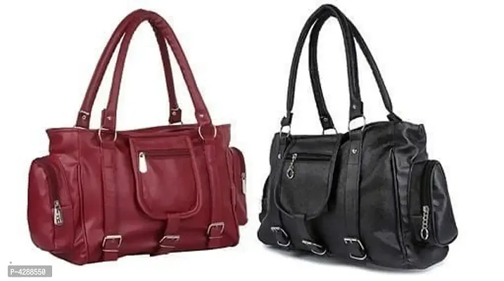 Stylish  PU Artificial Leather Solid Handbags For Women (2 Pieces)-thumb3