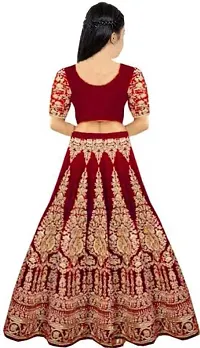 Kids Silk Semi Stitched Lehenga Choli Dupatta Set For Girls-thumb1