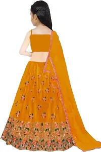 Kids Semi Stitched Lehenga Choli Dupatta Set For Girls-thumb1