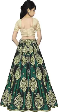 Kids Satin Semi Stitched Lehenga Choli Dupatta Set For Girls-thumb1