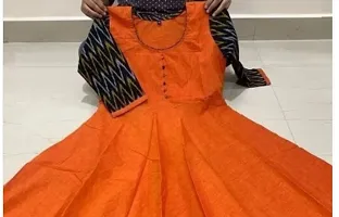 Beautiful Orange Cotton Ikat Kurtas For Women-thumb2