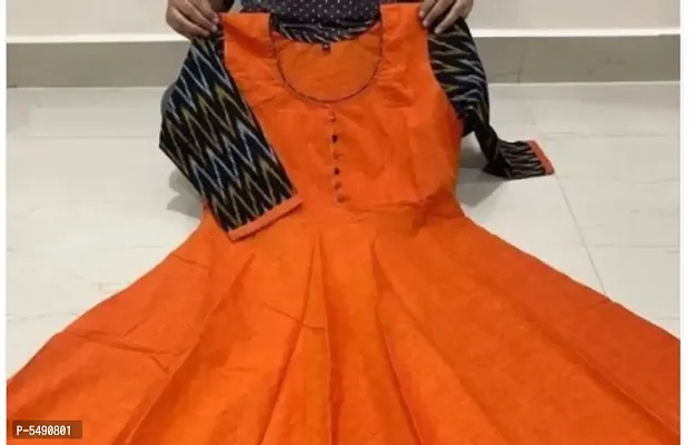 Beautiful Orange Cotton Ikat Kurtas For Women-thumb3