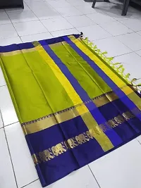 Green Cotton Silk Woven Design Sarees For Women-thumb2