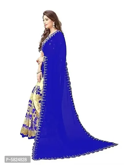 Blue Georgette Embroidered Sarees For Women-thumb5