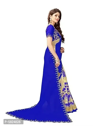 Blue Georgette Embroidered Sarees For Women-thumb4