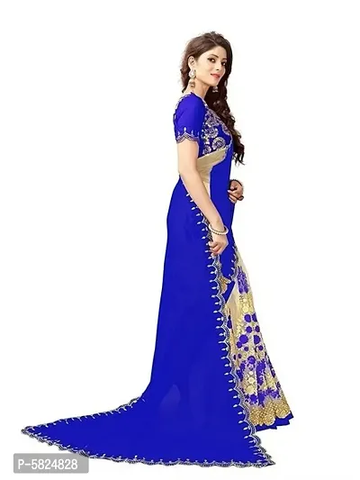 Trendy Blue Georgette Embroidered Sarees For Women-thumb4