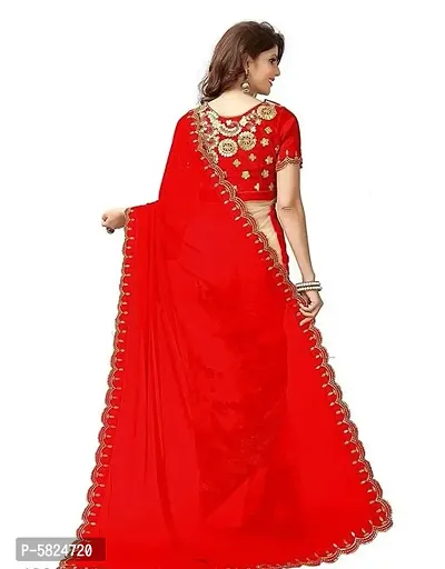Red Georgette Embroidered Sarees For Women-thumb4