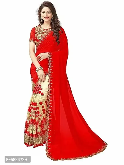 Red Georgette Embroidered Sarees For Women-thumb3