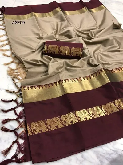 Cotton Silk Jacquard Sarees With Blouse Piece