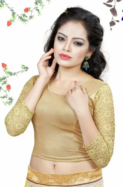 Combo Pack Of 2 (Golden And Black)  Cotton Spandex Readymade Stretchable Blouses-thumb3