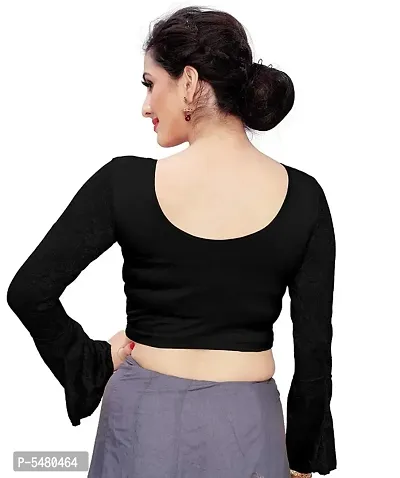 Black Cotton Spandex Solid Blouses For Women-thumb3
