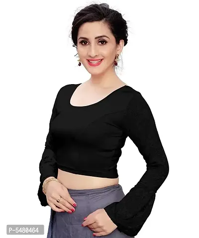 Black Cotton Spandex Solid Blouses For Women-thumb2