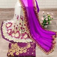 Purple Georgette Embroidered Sarees For Women-thumb2
