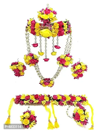 Fashionable Floral Yellow Jewellery set for haldi/Mehandi-thumb2
