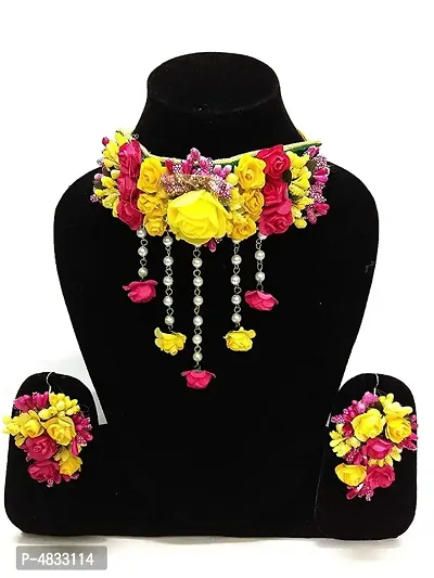 Fashionable Floral Yellow Jewellery set for haldi/Mehandi-thumb3