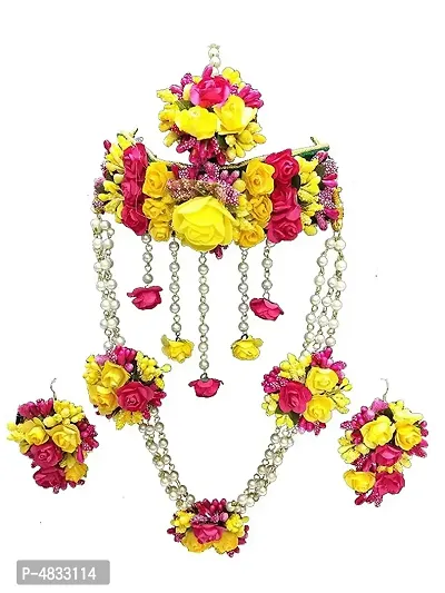 Fashionable Floral Yellow Jewellery set for haldi/Mehandi-thumb4
