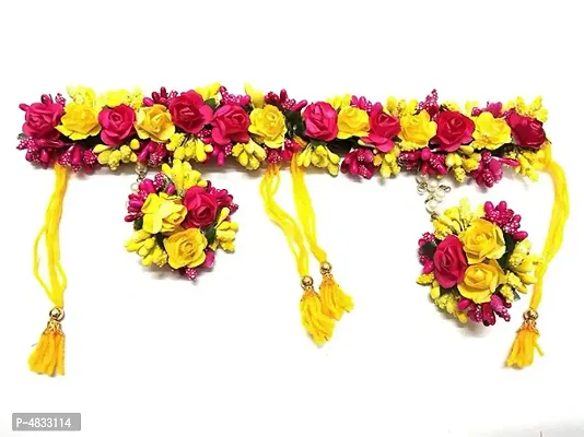 Fashionable Floral Yellow Jewellery set for haldi/Mehandi-thumb5