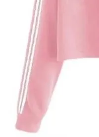 Stylish Pink Solid Fleece Full Sleeve Crop Hooded Sweatshirt For Women-thumb2