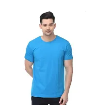 Stylish Solid Regular Fit Cotton T shirts -  - Grey Orange Blue- Pack Of Three-thumb2