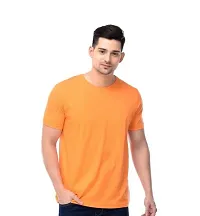 Stylish Solid Regular Fit Cotton T shirts -  - Grey Orange Blue- Pack Of Three-thumb3