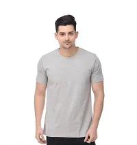 Stylish Solid Regular Fit Cotton T shirts -  - Grey Orange Blue- Pack Of Three-thumb1