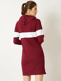 Maroon PC Cotton Colourblocked Knee Length Bodycon Dress-thumb1