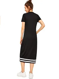 Elegant Black Cotton Blend Solid Bodycon Dress For Women-thumb1