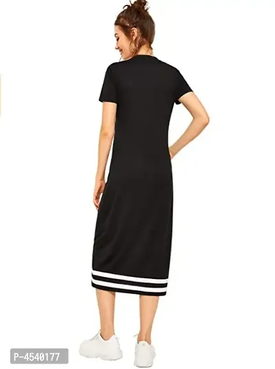 Elegant Black Cotton Blend Solid Bodycon Dress For Women-thumb2