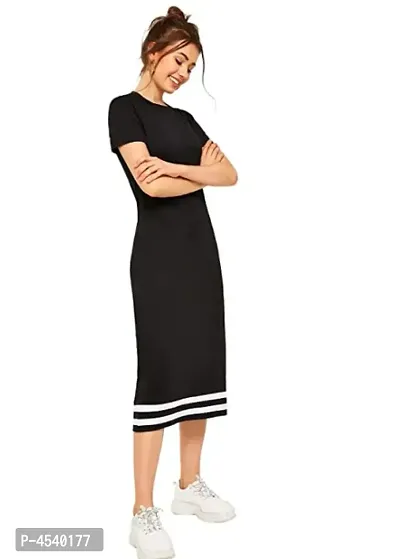 Elegant Black Cotton Blend Solid Bodycon Dress For Women-thumb3