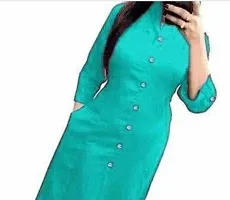 Turquoise Rayon Solid Kurtas For Women-thumb1