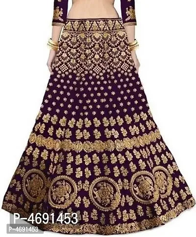 Latest Attractive Satin Embroidered Semi Stitched Lehenga Choli-thumb3