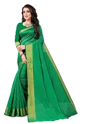 Stylish Cotton Silk Zari Border Saree With Blouse Piece-thumb1