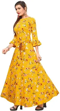 Floral Print Crepe Blend Stitched Anarkali Gown-thumb1