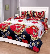 Polycotton Double Bedsheet With 2 Pillow Covers-thumb1